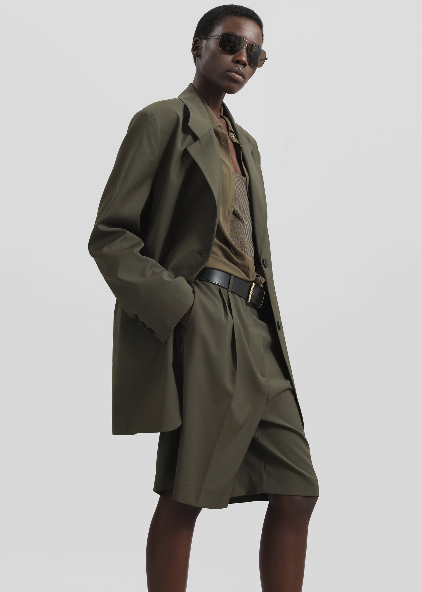 Aiden Wool Blend Blazer - Khaki
