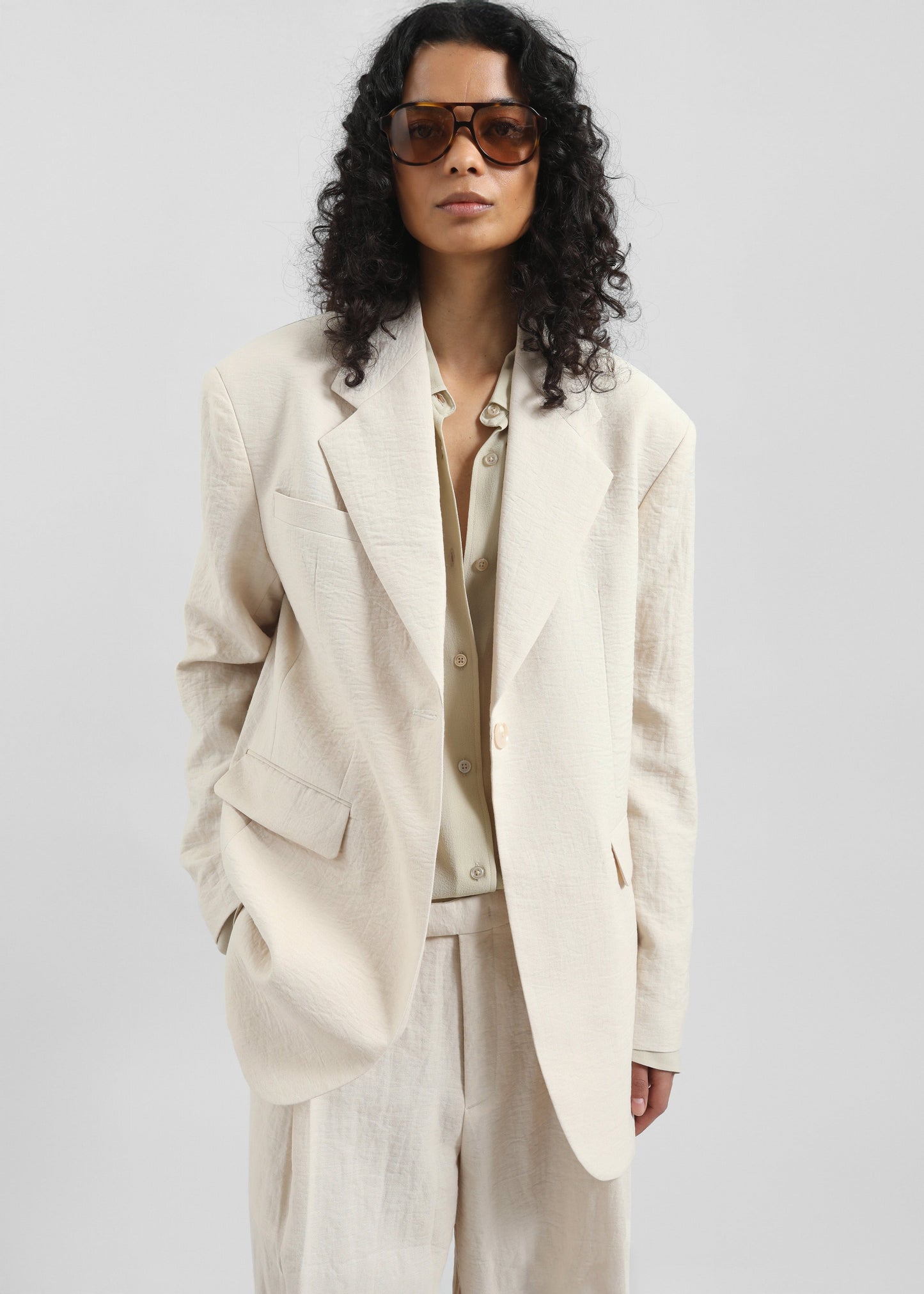 Yasmine Oversized Blazer - Light Beige