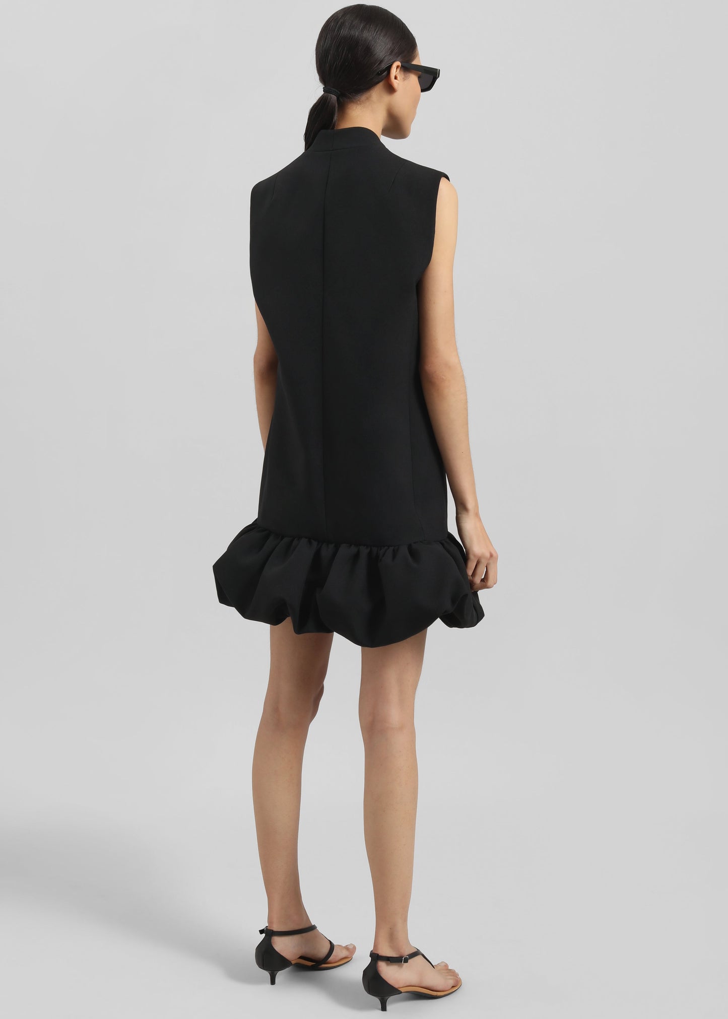 Coperni Gathered Hem Sleeveless Tailored Dress - Black