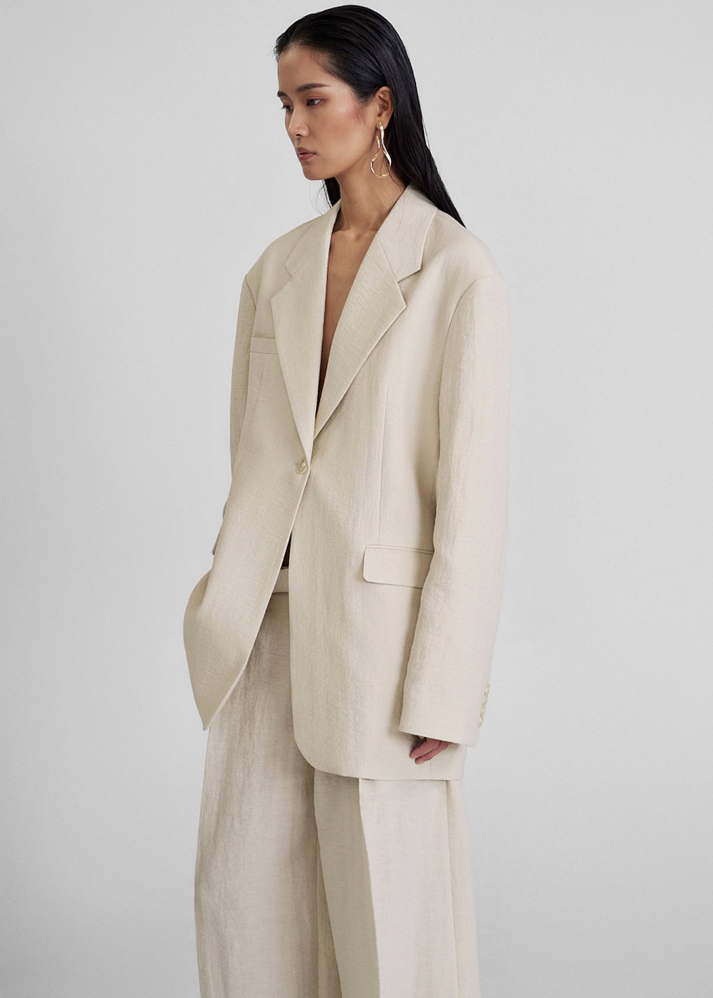 Yasmine Oversized Blazer - Light Beige